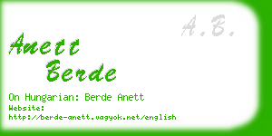 anett berde business card